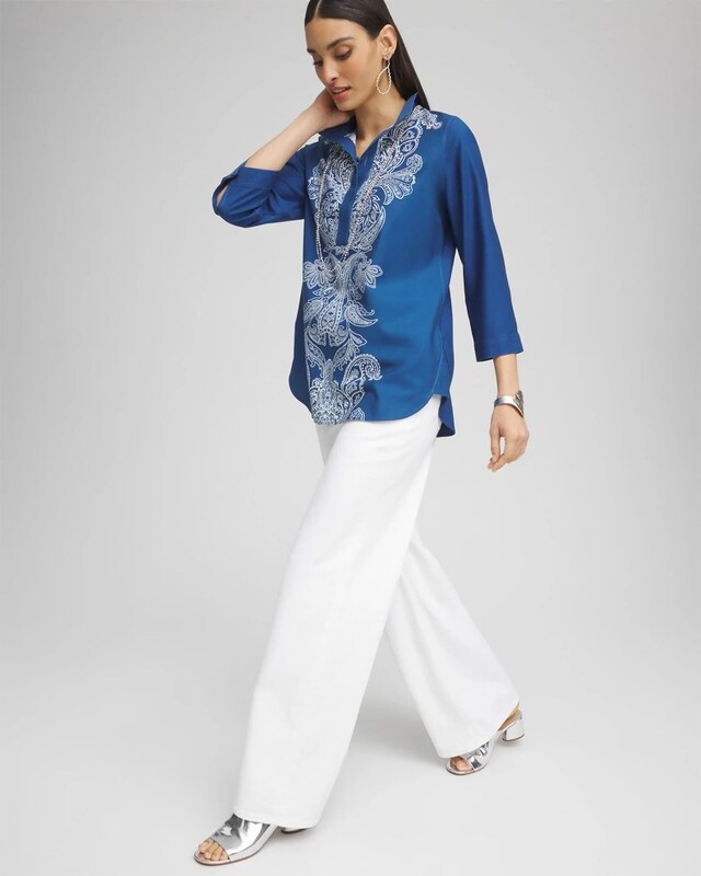 No Iron Paisley Buttonback Tunic - image 2